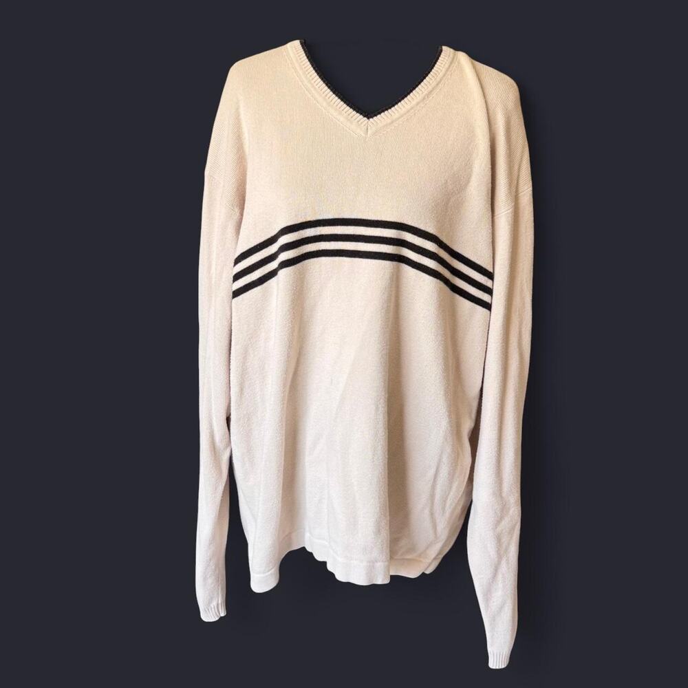 Vintage y2k 90s striped v neck sweater sz XXL oversized skater casual preppy - Picture 5 of 8
